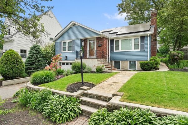 Exterior, Facade, Brick Facade, Solar Panels, Split Level