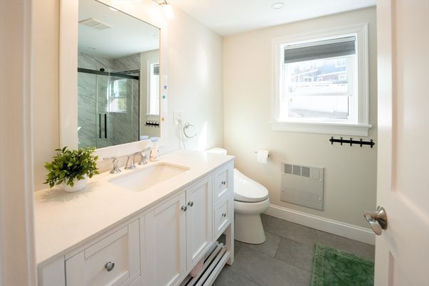 Bathroom, Interior, Marble Walls, Recessed Lighting