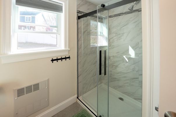 Bathroom, Glass Shower, Interior, Marble Walls