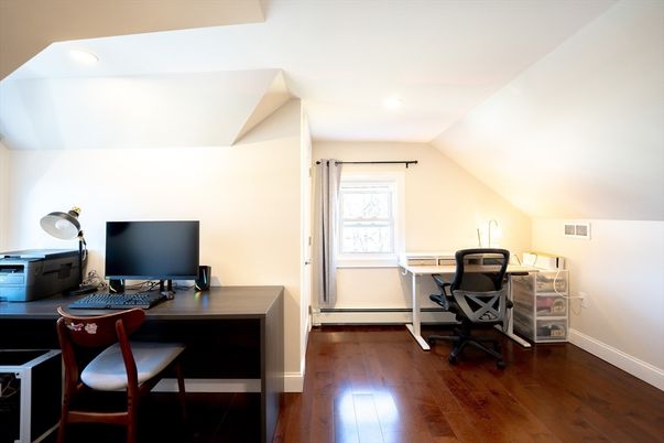 Home Office, Interior, Recessed Lighting, Wood Texture Flooring