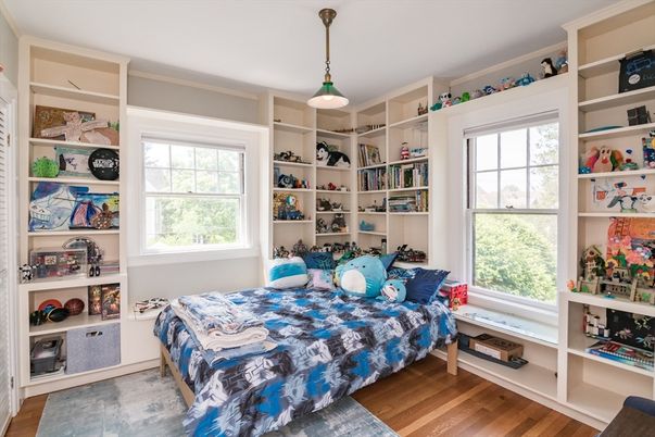 Bedroom, Interior, Pendant Lights, Wood Texture Flooring