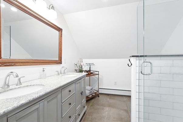 Bathroom, Dual Sink Vanities, Glass Shower, Interior
