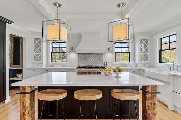 Interior, Kitchen, Pendant Lights, Wood Texture Flooring