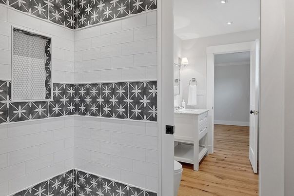 Bathroom, Interior, Recessed Lighting, Wood Texture Flooring
