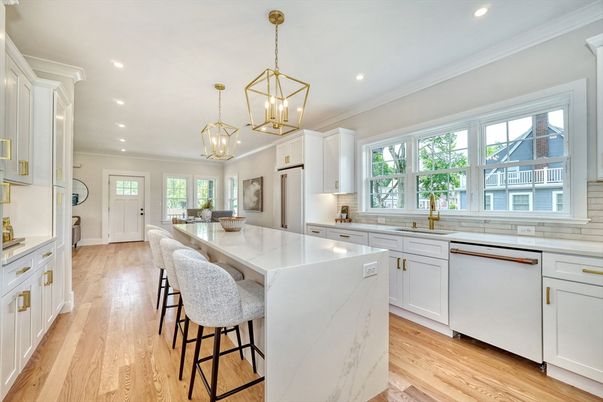 Interior, Kitchen, Pendant Lights, Recessed Lighting, Wood Texture Flooring