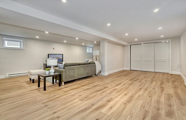 Interior, Living room, Recessed Lighting, Wood Texture Flooring