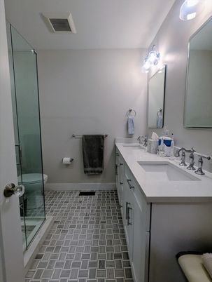 Bathroom, Dual Sink Vanities, Glass Shower, Interior