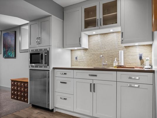 Interior, Kitchen, Stainless Steel Appliances, Wood Texture Flooring