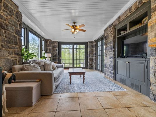 Interior, Living room, Stone Walls