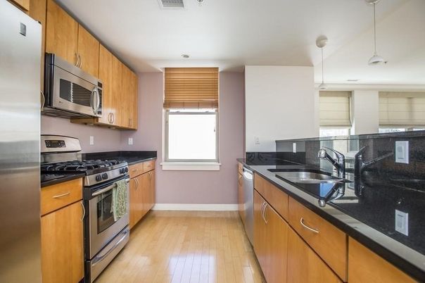 Interior, Kitchen, Pendant Lights, Stainless Steel Appliances, Wood Texture Flooring