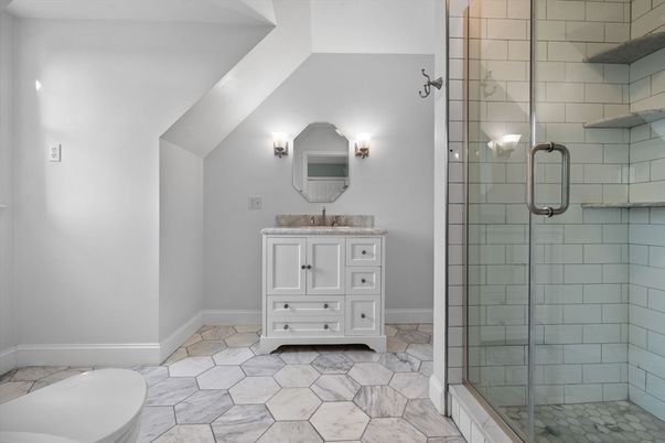 Bathroom, Glass Shower, Interior, Marble