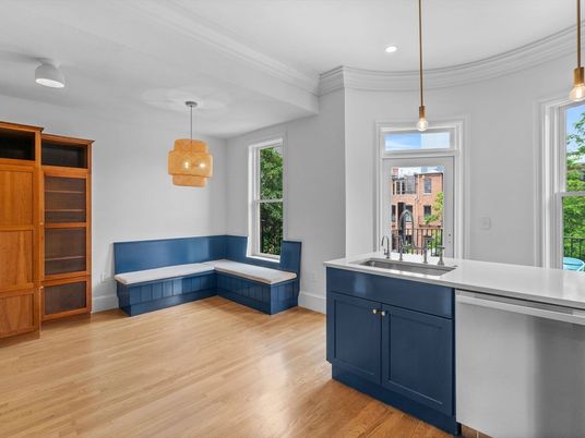 Interior, Kitchen, Pendant Lights, Recessed Lighting, Wood Texture Flooring