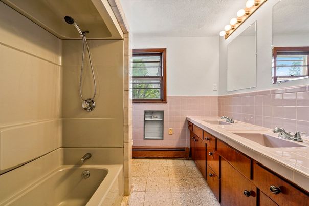 Bathroom, Dual Sink Vanities, Interior, Tile Countertops