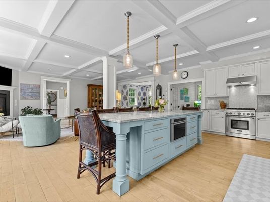 Interior, Kitchen, Living room, Pendant Lights, Recessed Lighting, Stainless Steel Appliances, Wood Texture Flooring