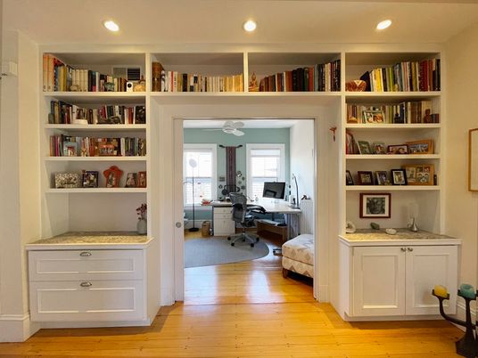Home Office, Interior, Recessed Lighting, Wood Texture Flooring