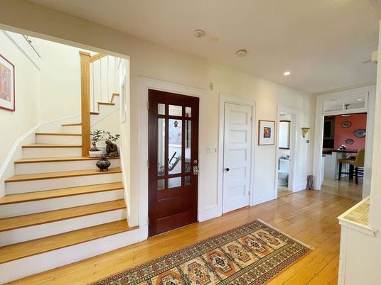Dining room, Interior, Recessed Lighting, Wood Texture Flooring