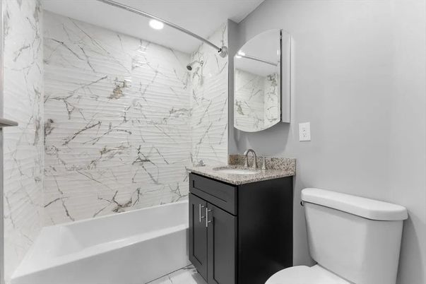 Bathroom, Interior, Marble Walls, Recessed Lighting
