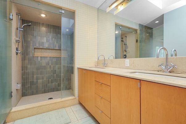 Bathroom, Dual Sink Vanities, Glass Shower, Interior, Recessed Lighting