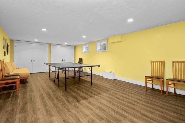 Game Room, Interior, Recessed Lighting, Wood Texture Flooring