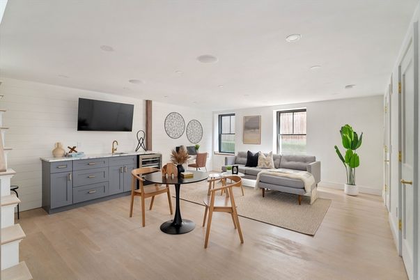 Interior, Living room, Recessed Lighting, Wood Texture Flooring