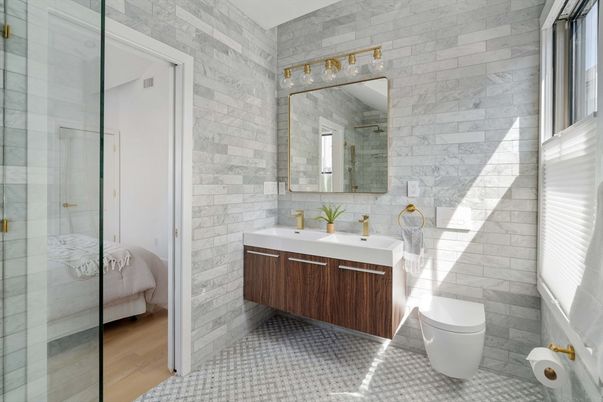 Bathroom, Glass Shower, Interior, Stone Walls