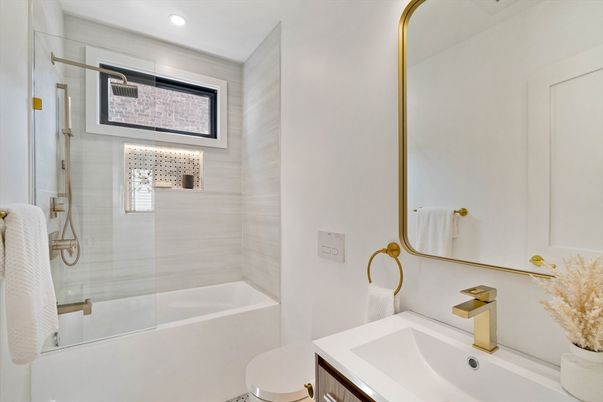 Bathroom, Glass Shower, Interior, Recessed Lighting