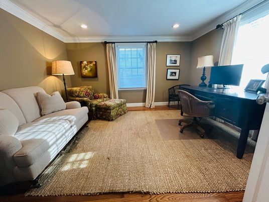 Home Office, Interior, Recessed Lighting, Wood Texture Flooring