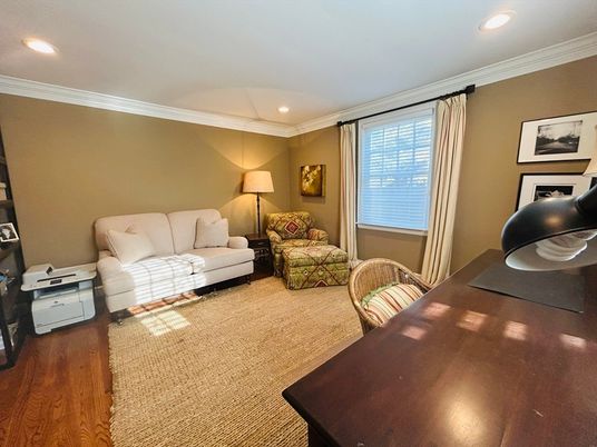 Home Office, Interior, Recessed Lighting, Wood Texture Flooring