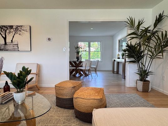 Dining room, Interior, Recessed Lighting, Wood Texture Flooring