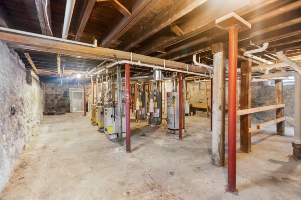 Interior, Stone Walls, Wooden Beams