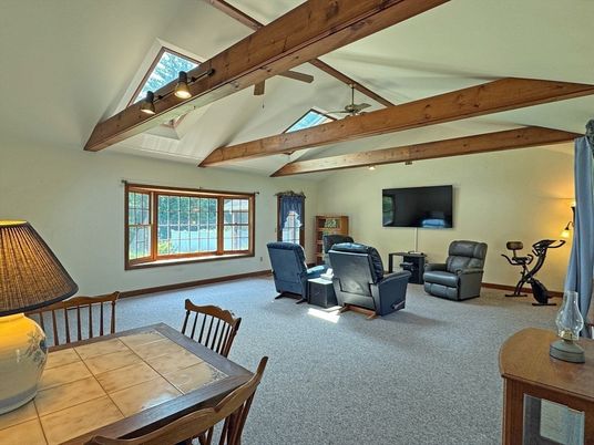 Dining room, Fitness Equipment, Interior, Wooden Beams