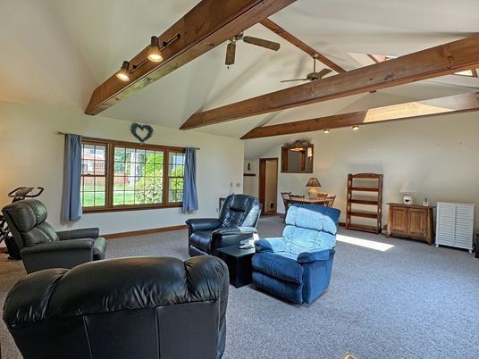 Interior, Living room, Recessed Lighting, Wooden Beams