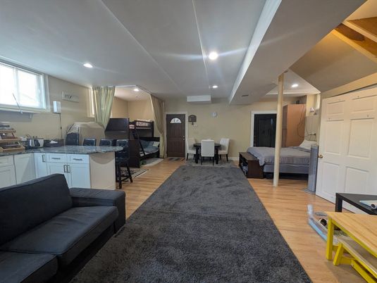 Dining room, Interior, Recessed Lighting, Wood Texture Flooring