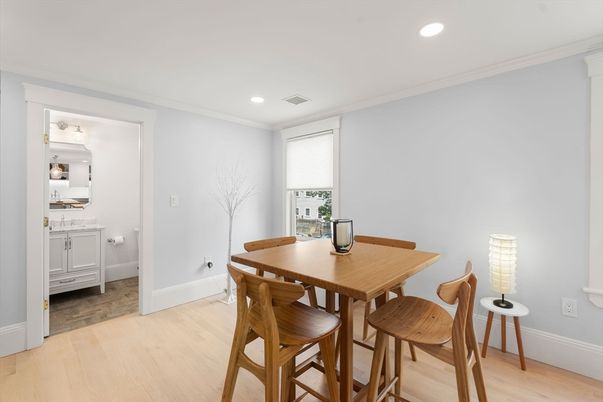 Bathroom, Dining room, Interior, Recessed Lighting, Wood Texture Flooring