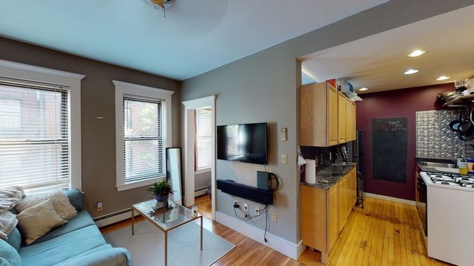 Interior, Kitchen, Living room, Recessed Lighting, Wood Texture Flooring