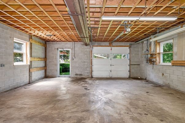 Garage, Interior, Stone Walls, Wooden Beams, Wooden Ceilings