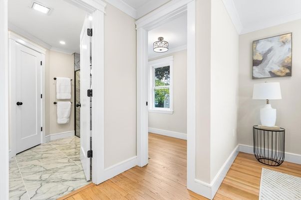 Interior, Marble, Recessed Lighting, Wood Texture Flooring