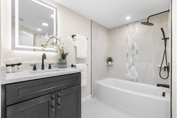 Bathroom, Glass Shower, Interior, Recessed Lighting
