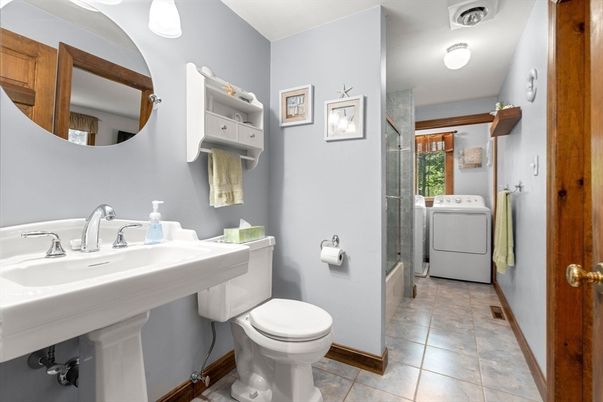 Bathroom, Glass Shower, Interior, Washer