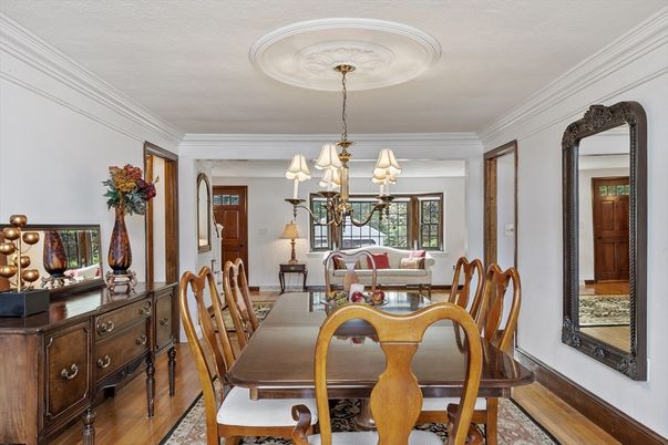 Chandelier, Dining room, Interior, Wood Texture Flooring