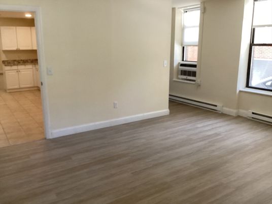 Empty room, Interior, Kitchen, Recessed Lighting, Wood Texture Flooring