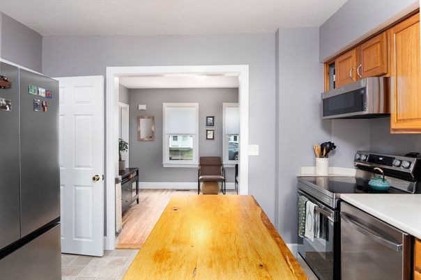 Interior, Kitchen, Stainless Steel Appliances, Wood Texture Flooring