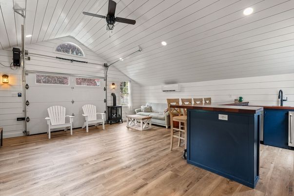 Fireplace, Interior, Recessed Lighting, Wood Texture Flooring