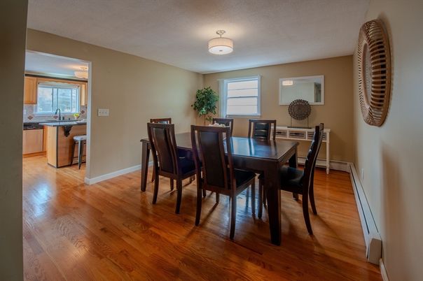 Dining room, Interior, Wood Texture Flooring