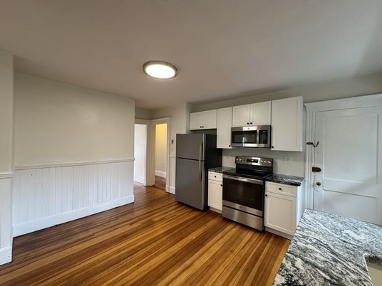 Interior, Kitchen, Stainless Steel Appliances, Wood Texture Flooring