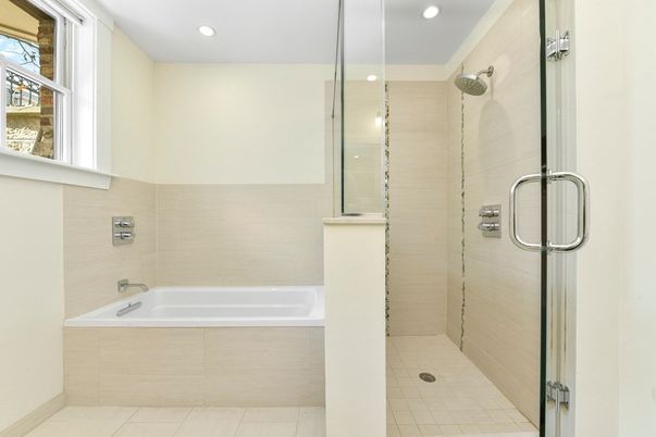 Bathroom, Glass Shower, Interior, Recessed Lighting