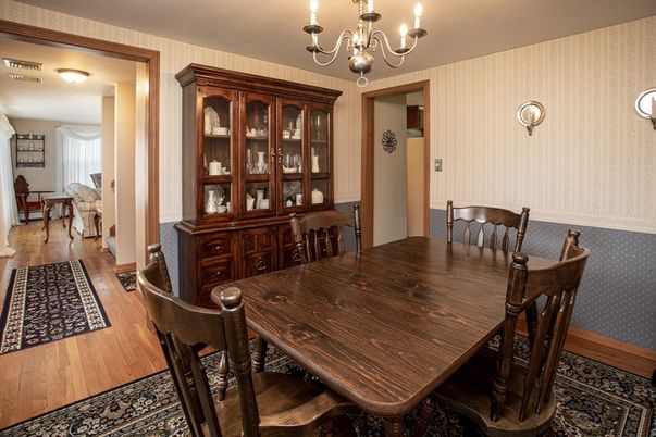 Chandelier, Dining room, Interior, Wood Texture Flooring