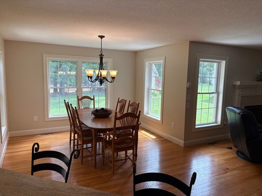 Chandelier, Dining room, Interior, Wood Texture Flooring