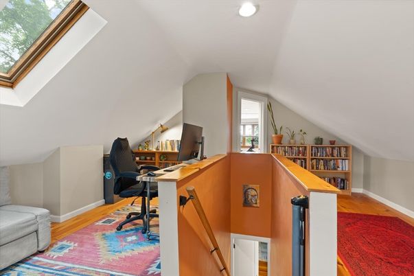 Home Office, Interior, Recessed Lighting, Wood Texture Flooring