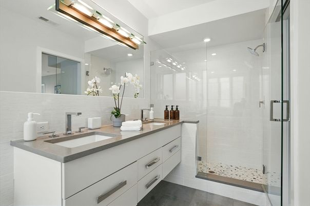 Bathroom, Dual Sink Vanities, Glass Shower, Interior, Recessed Lighting